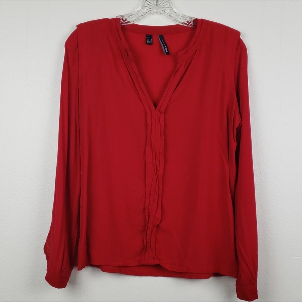MNG Basic | Red Long Sleeve Blouse-Medium
